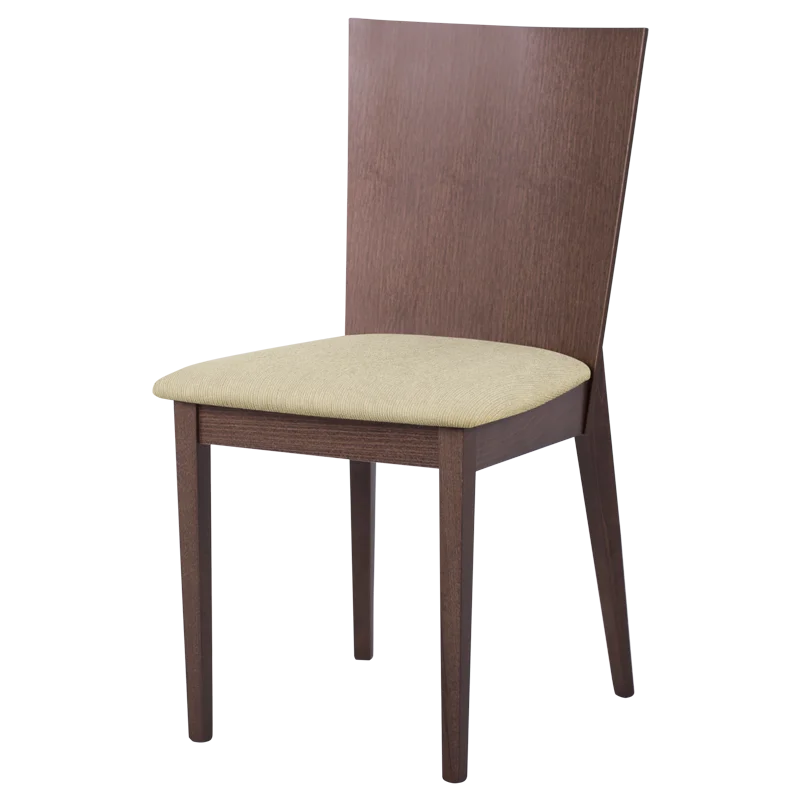 Dining banquet restaurant home modern chair made of massive wooden material and fine fabric DARIO - walnut MB / beige cream