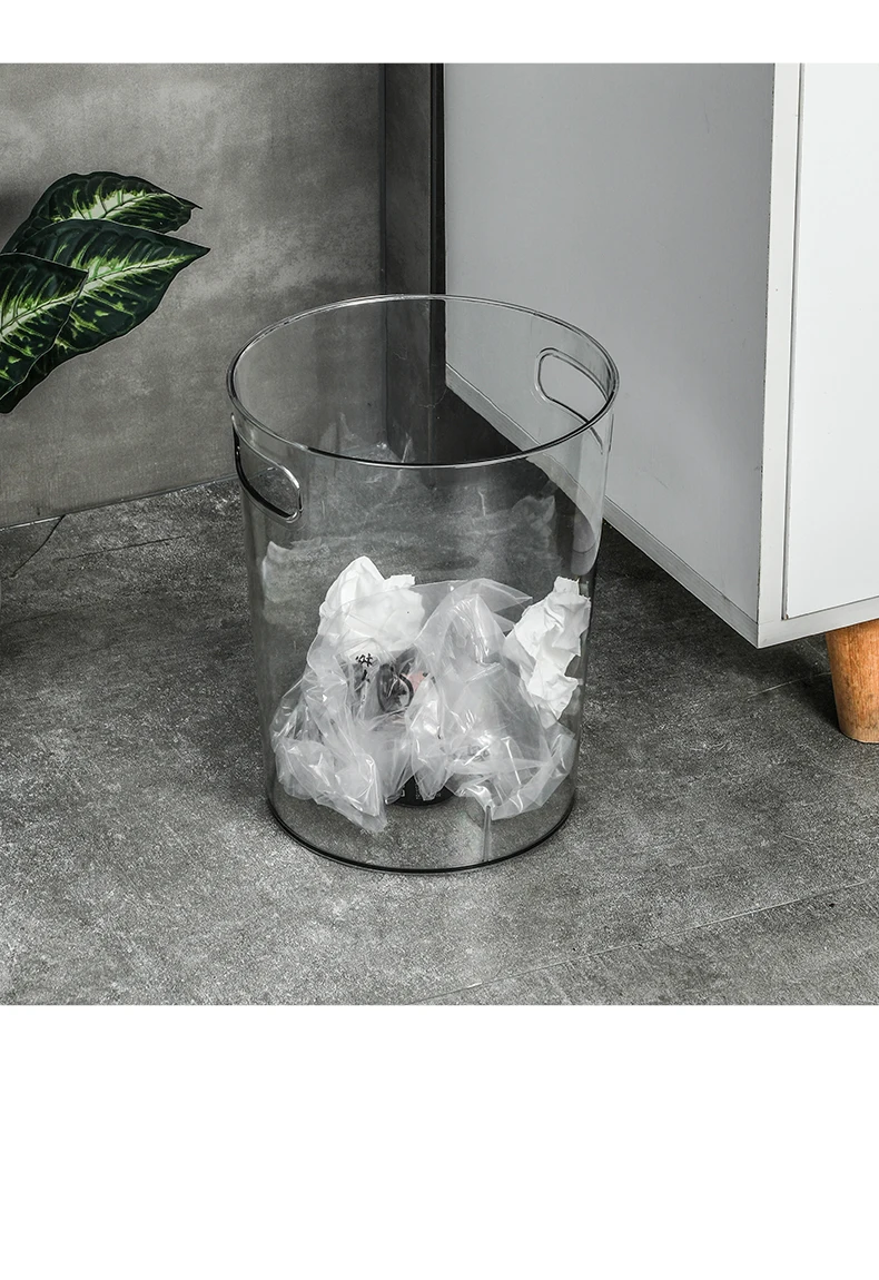 Transparent trash can household living room kitchen large capacity bedroom office waste basket
