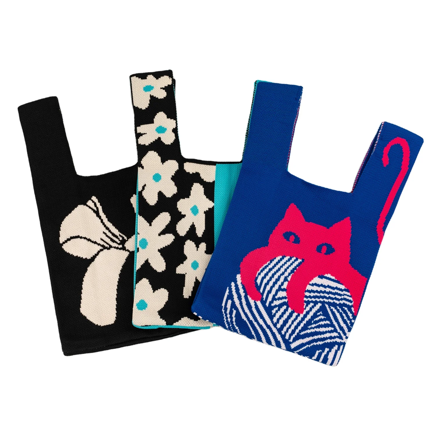 New pattern knit wrist bag for lady Japanese style cute customization wrist clutch bag mini wrist bag