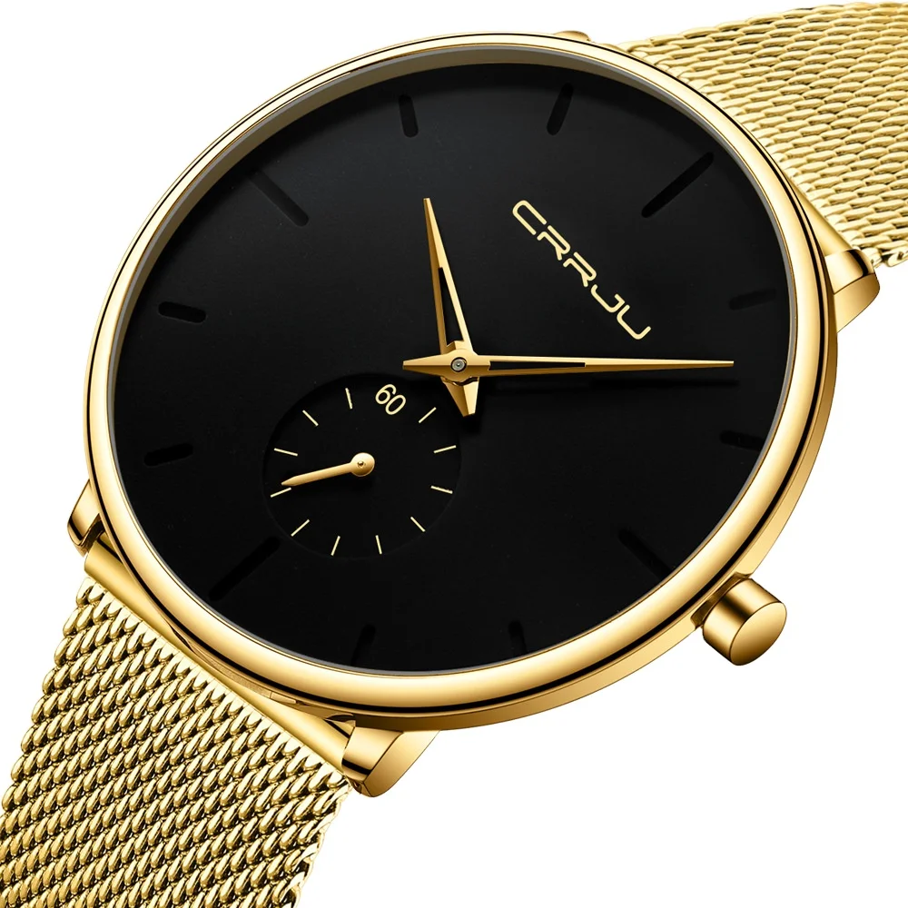 2150 оригинальные минималистичные мужские наручные часы Relojes Hombre Crrju, модные частные брендовые кварцевые часы