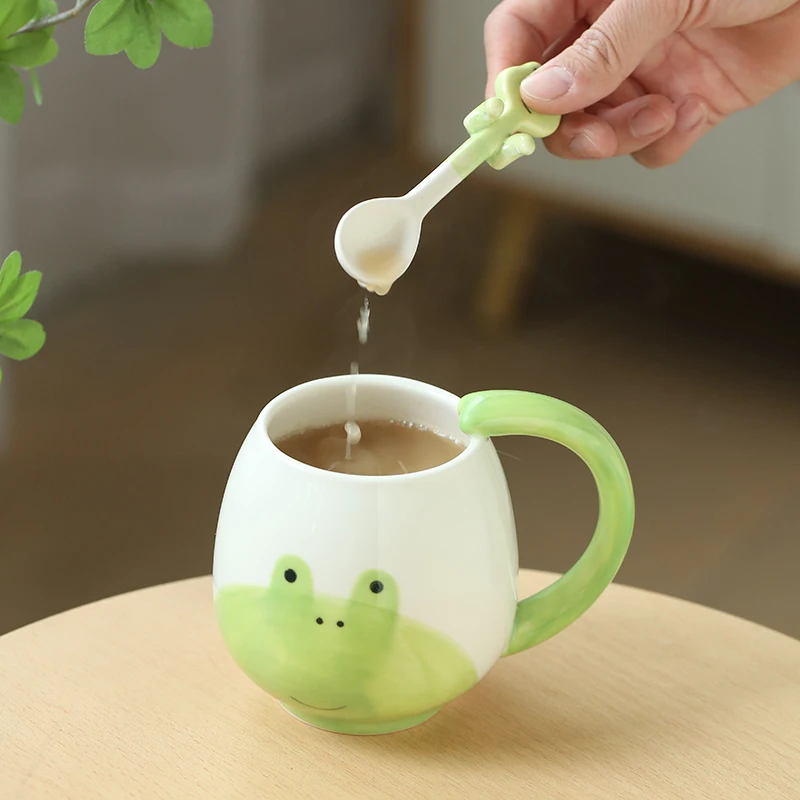 Ready to ship hot selings 2023 creative frog 15oz 450ml ceramic mug porcelain cup custom logo