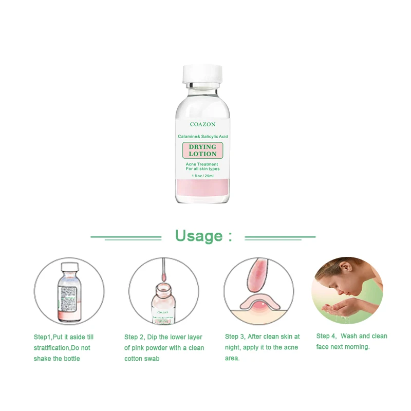 Beaty skin Drying Lotion Overnight Salicylic Acid serum and Sulfur Cystic Acne Spot Treatment for Face and Body