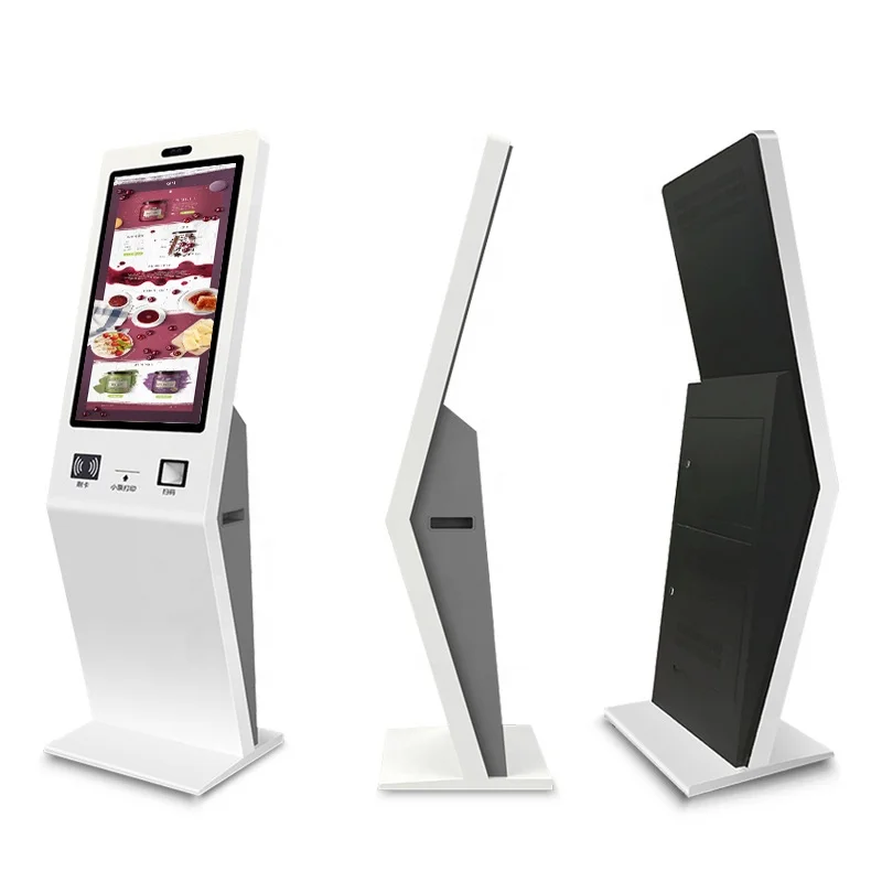 21.5 Inch Indoor Shopping Center Use Floor Standing Tempered Glass Touch Screen Self Service Payment Kiosk