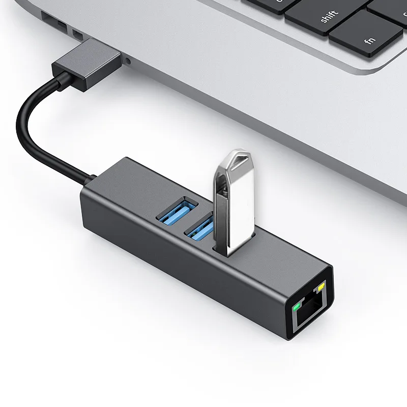 High Quality USB HUB, Aluminum Shell Three Port USB 3.0 Led Indicator Light RJ45 Gigabit Ethernet Network Adapter