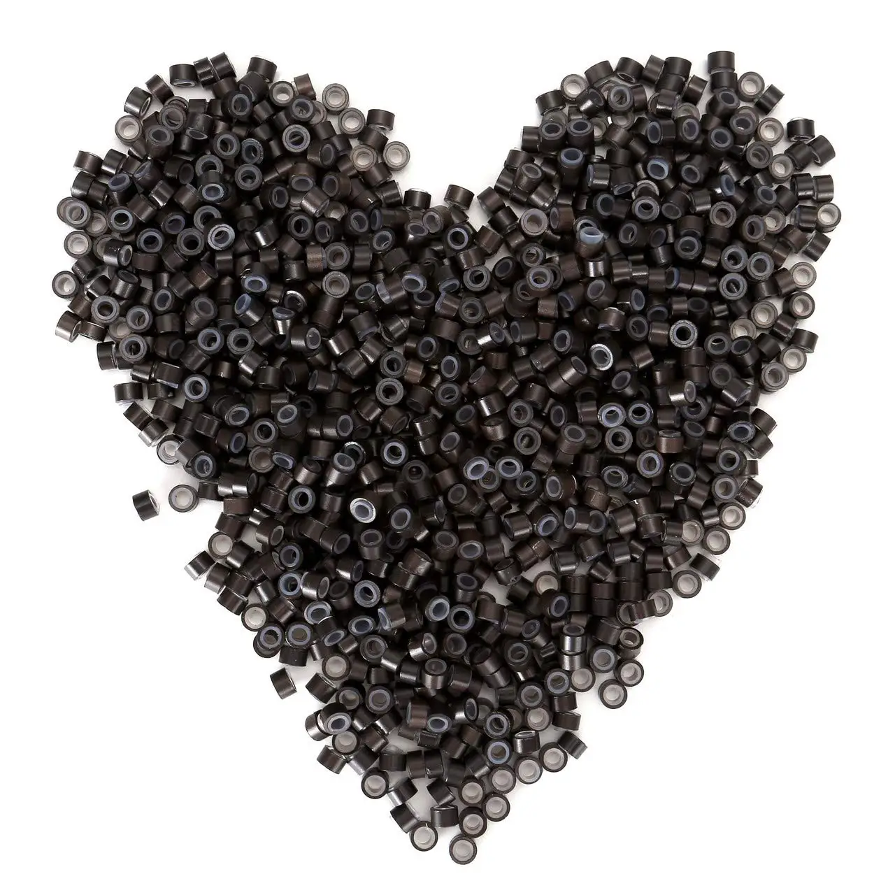 Wholesale 55 35 35 micro beads human hair extensions links silicone lined micro rings