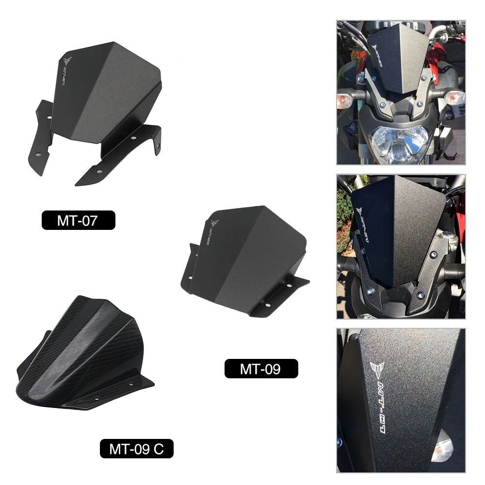 
Upper Mount Black Motorcycle Windshield Windscreen for Yamaha MT-07 MT-09 
