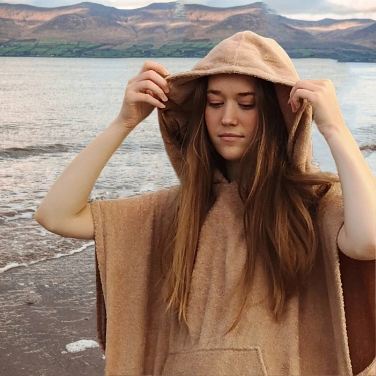 Surf Poncho Changing Robe with Hood 100 cotton Changing Towel with Pocket for Surfing Beach Swim Outdoor Sports