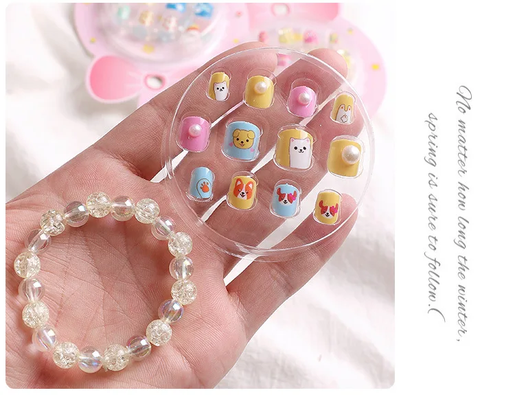 12 Pcs Press on Nail Full Cover Artificial Children Nails Lovely Gift for Children Little Girls Kids False Nail