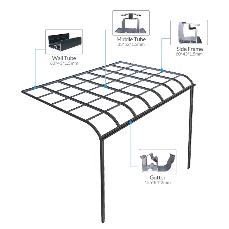 Outdoor Custom Size Polycarbonate Awnings Canopy Aluminum Patio Cover
