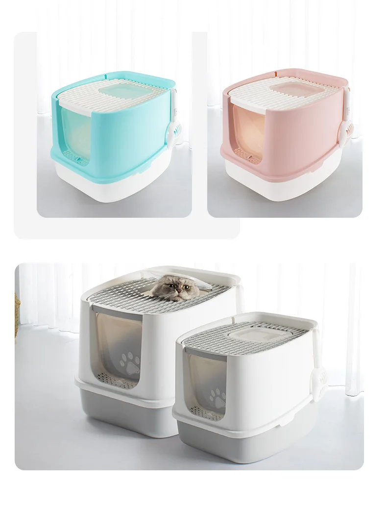 
Manufacturer wholesale Enclosed Anti Splash cat toilet luxury cleaning Cat Litter Box 