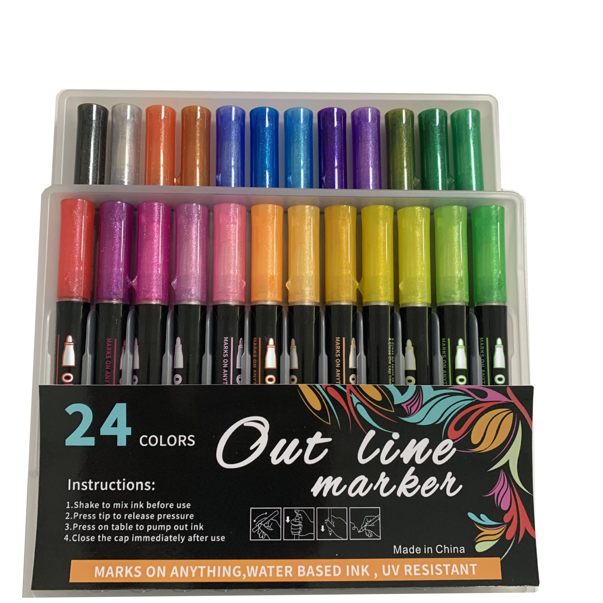 Double-Line Color Out Line Markers Pens Shimmer Markers for Drawing Card Making