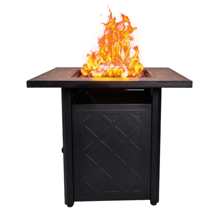 Outdoor Patio 28 Inch Square Ceramic Tabletop Propane Gas Firepit Firetable Gas Fire Pit Table
