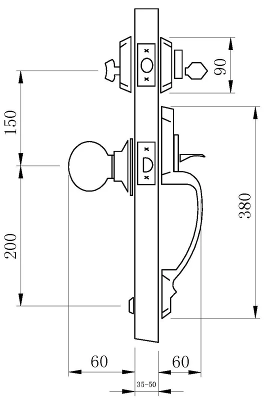 Classical American grip handle lock outdoor door handle lock Big front lock lever handle door pull