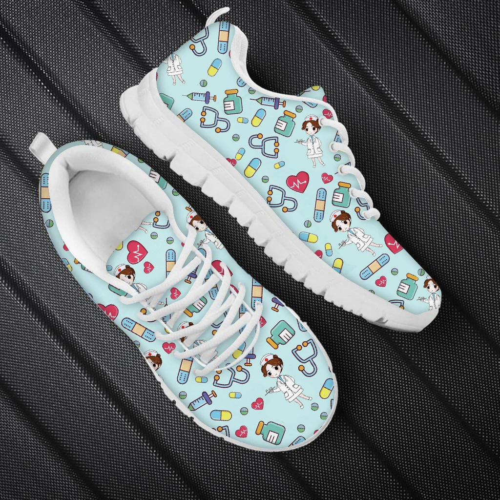 
Low Price Cartoon Doctor Nurse Girls Print Women Sneakers Shoes Stylish Low Price Flat Walking Shoes Breathable Female Trainers 