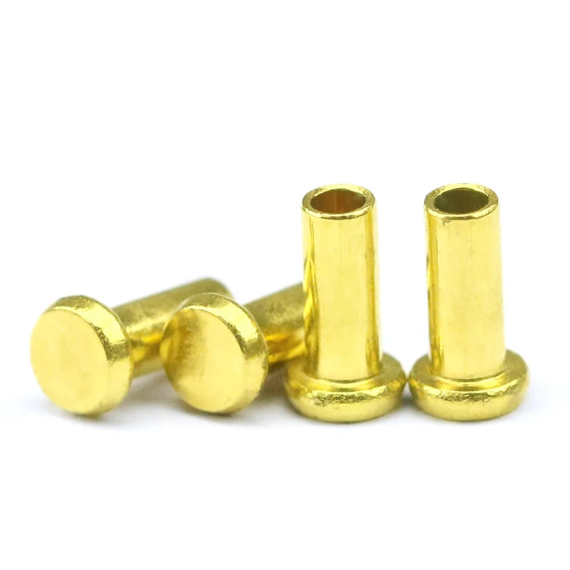 China Rivets Manufacturer Brass Leather Rivets Flat Head Semi-Tubular Rivets For Fastening Leather