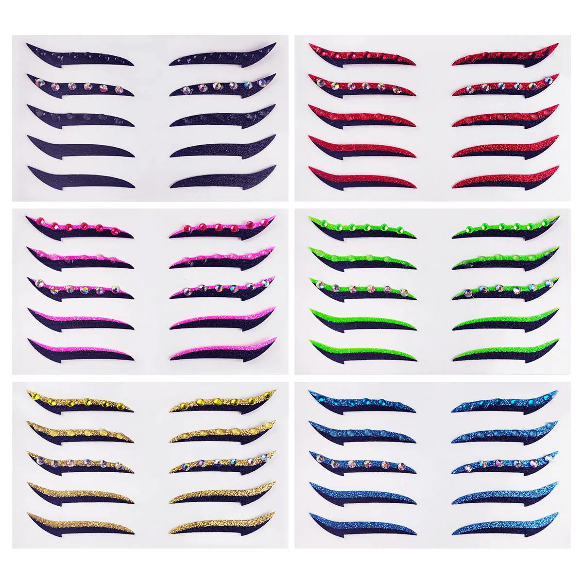 Custom European Self Adhesive Double Eyelid Sticker Paste Eye Shadow Eyeliner Sticker With Rhinestone