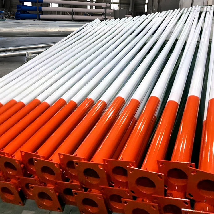 Customized outdoor 4m 5m 6m 7m 8m 9m 10m 12m single double arm factory price steel galvanized solar street light pole lamp pole