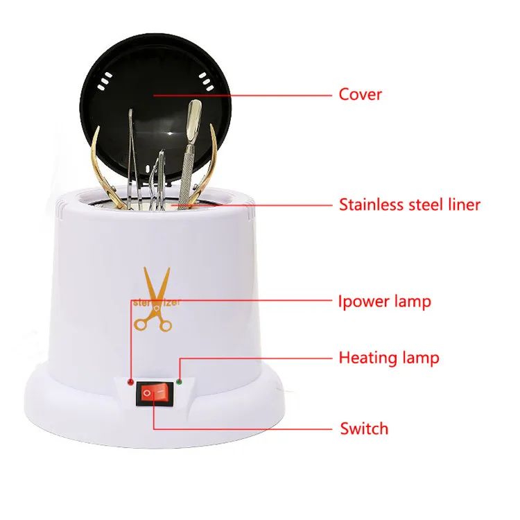 Personal Small Mini High Temperature For Manicure Salon Metal Sterilizer Art Tools Lash Tech Supplies Nail Tool Cleaning Pot