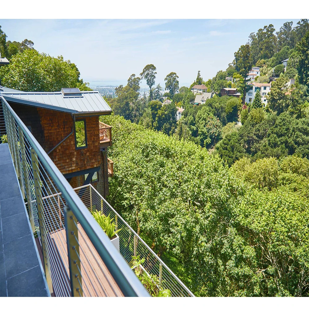 Outside Modern Side Mounted Cable Railing Vertical Wire Systems Stair Stainless Steel Rope Cable Railing Balustrade Handrail