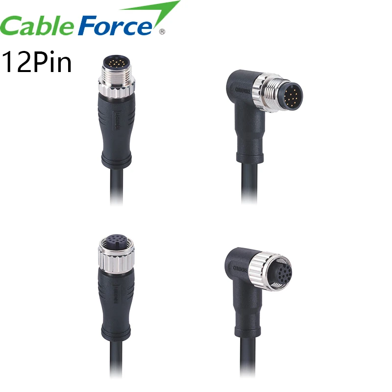 CableForce China Supplier ODM OEM M12 A Code Waterproof Male Female Circular Molding Cable Connector 2 3 4 5 8 12 17 Pin