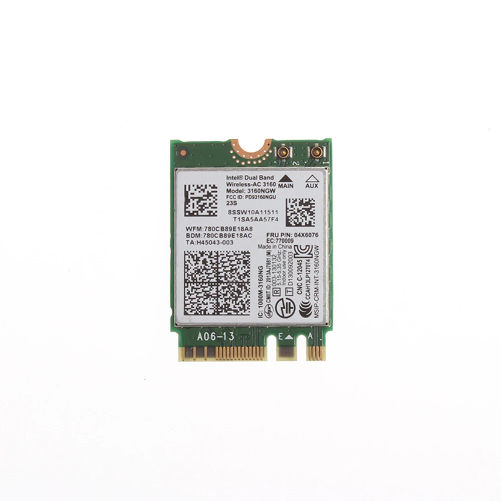  Для Lenovo IBM 04X6076 Intel Wireless-AC 3160NGW NGFF M.2 Wi-Fi Wlan-Карта BT Dual Band 802.11ac сетевая