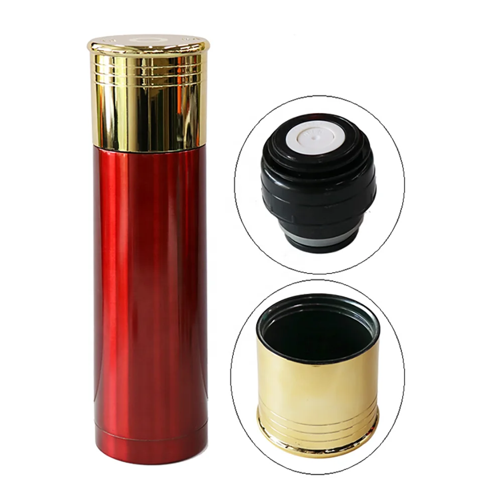 32 oz / 1000 ml 12 Gauge Double Wall Shot Shell Stainless Steel Vacuum Insulate Flask Thermo Bottle Thermo