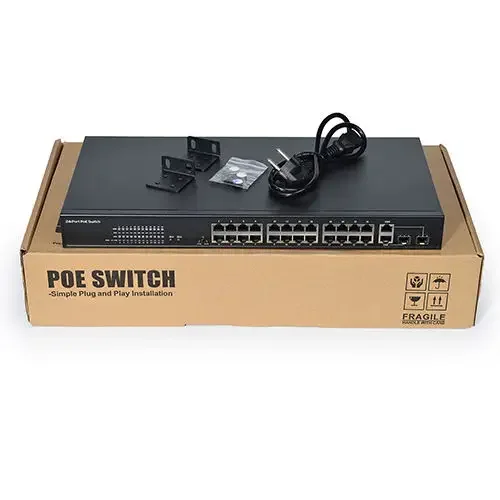 SDAPO PSE2624GSR-AI anti-thunder 4KV 100Mbps 24 port power poe switch with AI watchdog for 8MP IPC 24 port poe switch