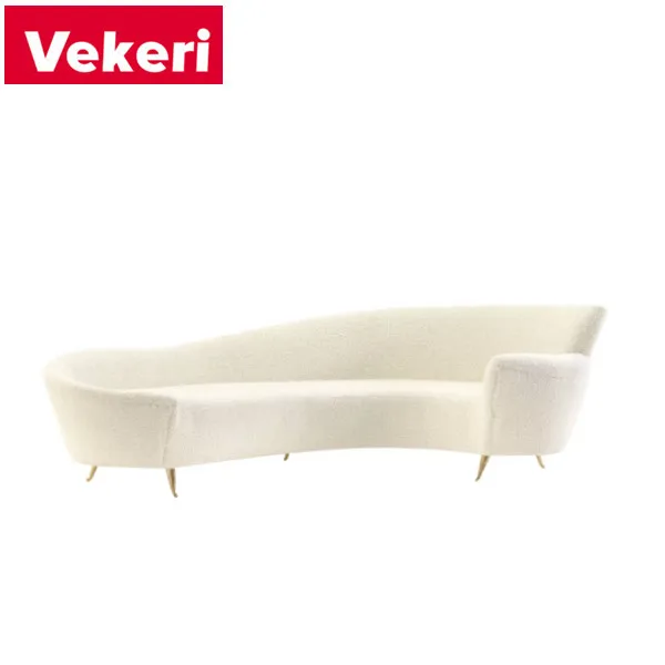 Simple Nordic style Modern white cloth sofa double armrest design line sofa for living room
