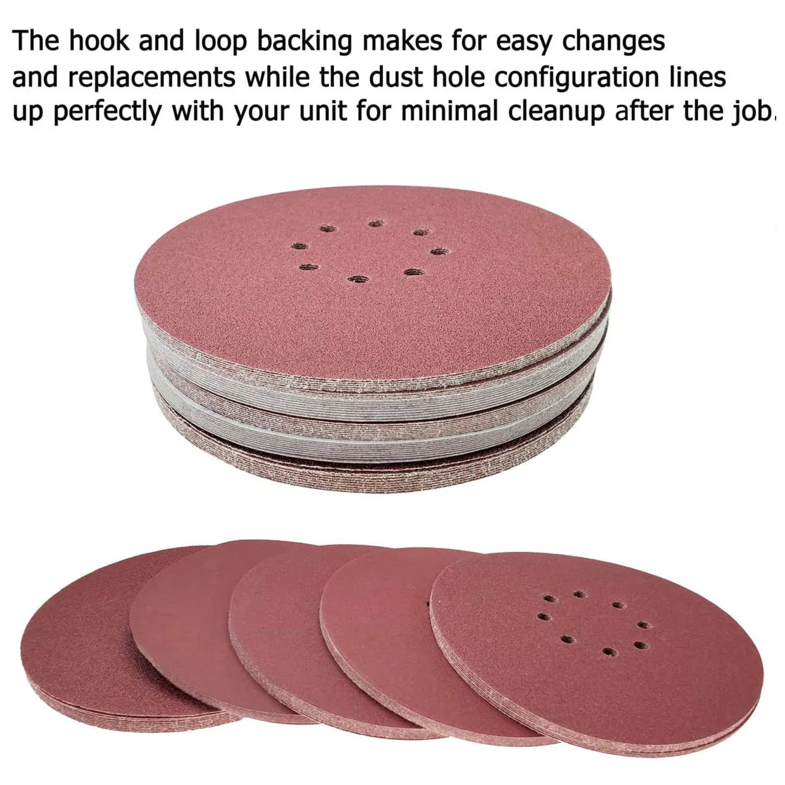 9 Inch 8 Holes Sanding Discs Aluminum Oxide Red 120 Grit Round Sandpaper Disc Hook and Loop 3m Sanding Abrasive Paper