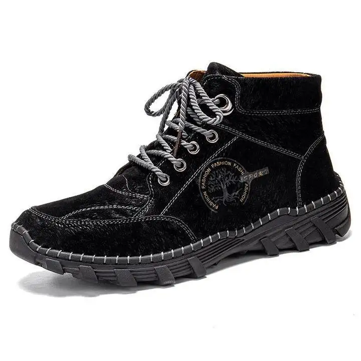 
Men Hand Stitching Outdoor Work Style Microfiber Leather Boots 