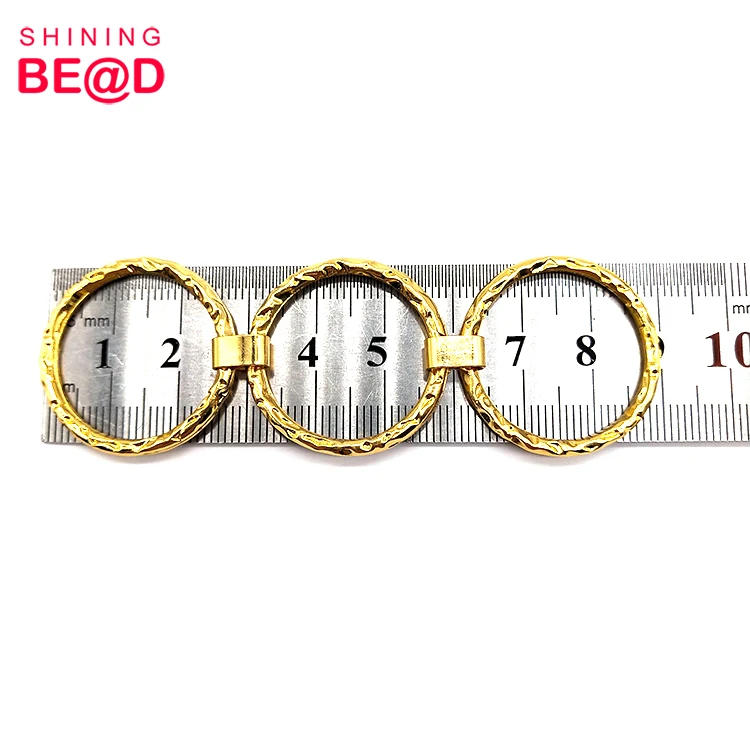 Wholesale Simple Three Ring Gold Plated Metal Bikini Connector Buckle For Swimwear Accessories