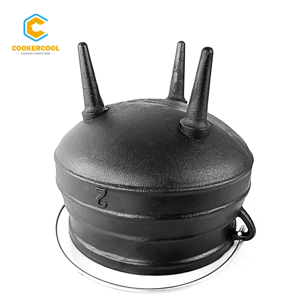 Cookercool Cast Iron Pre-Seasoned Potjie African Pot With Lid
