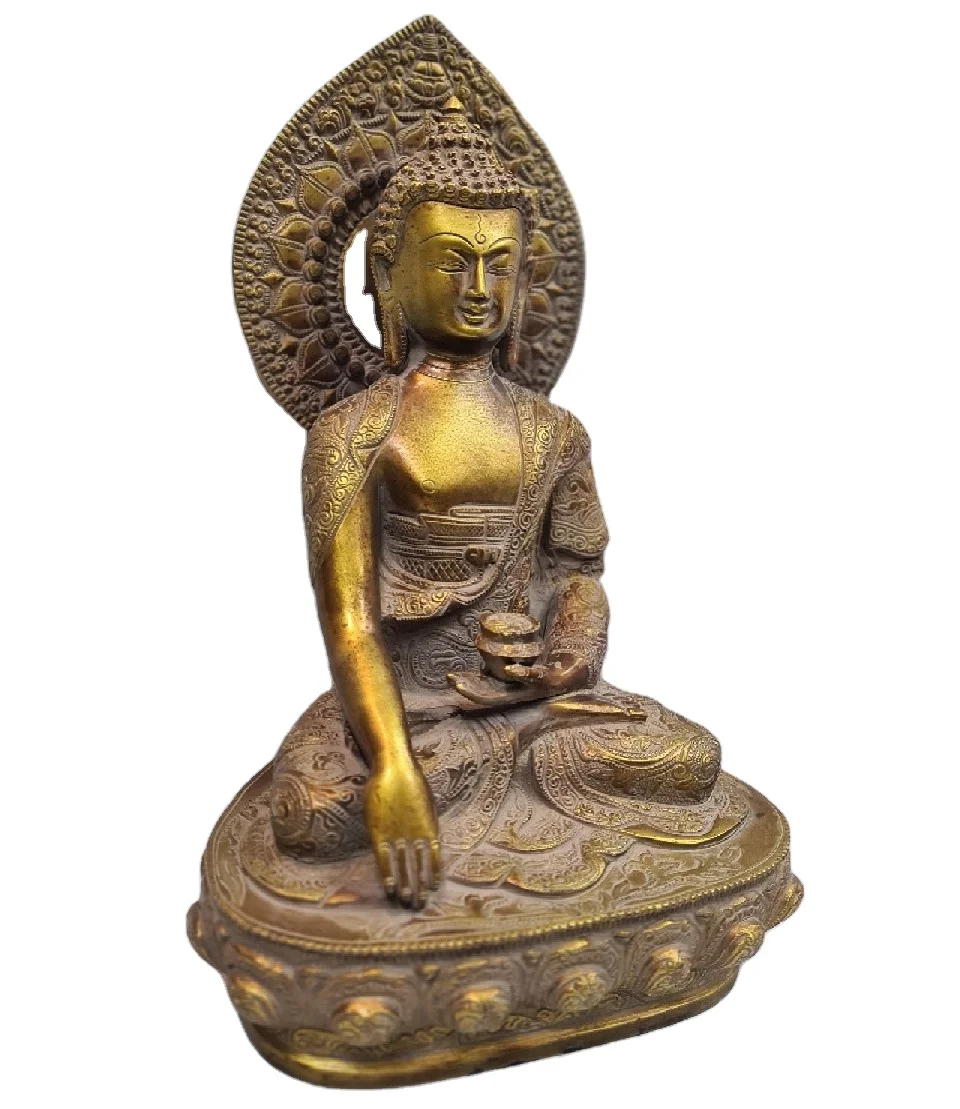 Medicine Buddha Home Decor Filigree Statue Tibetan Buddhism Figurine Filigree Handcrafted Brass Religious SCULPTURE Metal India