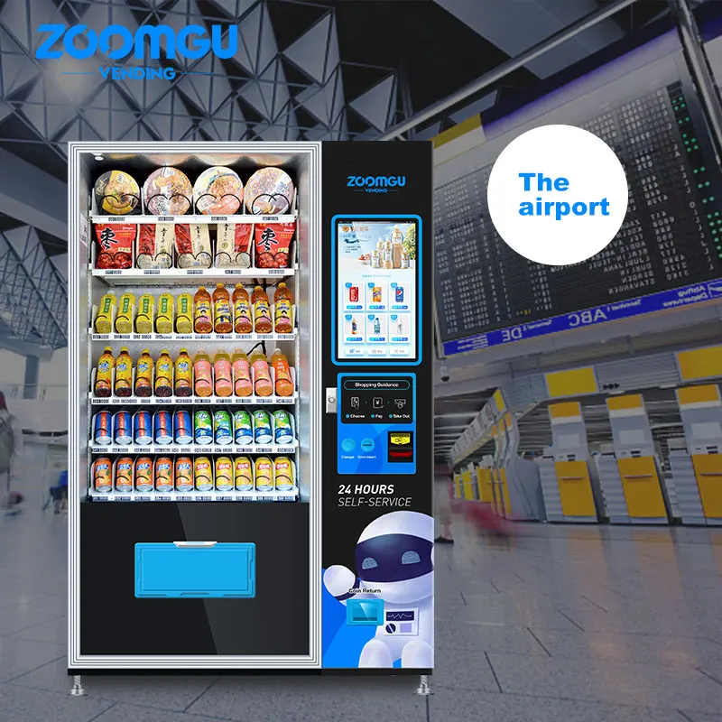 Zoomgu 24 часа в сутки обслуживания собственной личности торгового автомата 22 дюйма торговый автомат с сенсорным экраном для продуктов питания