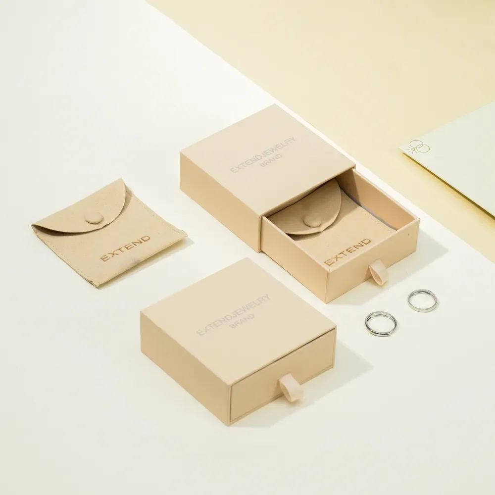 Custom Logo Rigid Cardboard Jewelry Gift Drawer Box Recyclable Necklace Ring Earring Paper Box with Foam Insert