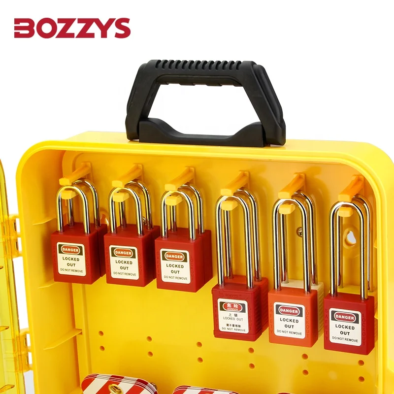 Может вместить 10 навесных замков и 3 запорные станции, подходящие для подвешивания навесных замков и других подвесных замков безопасности