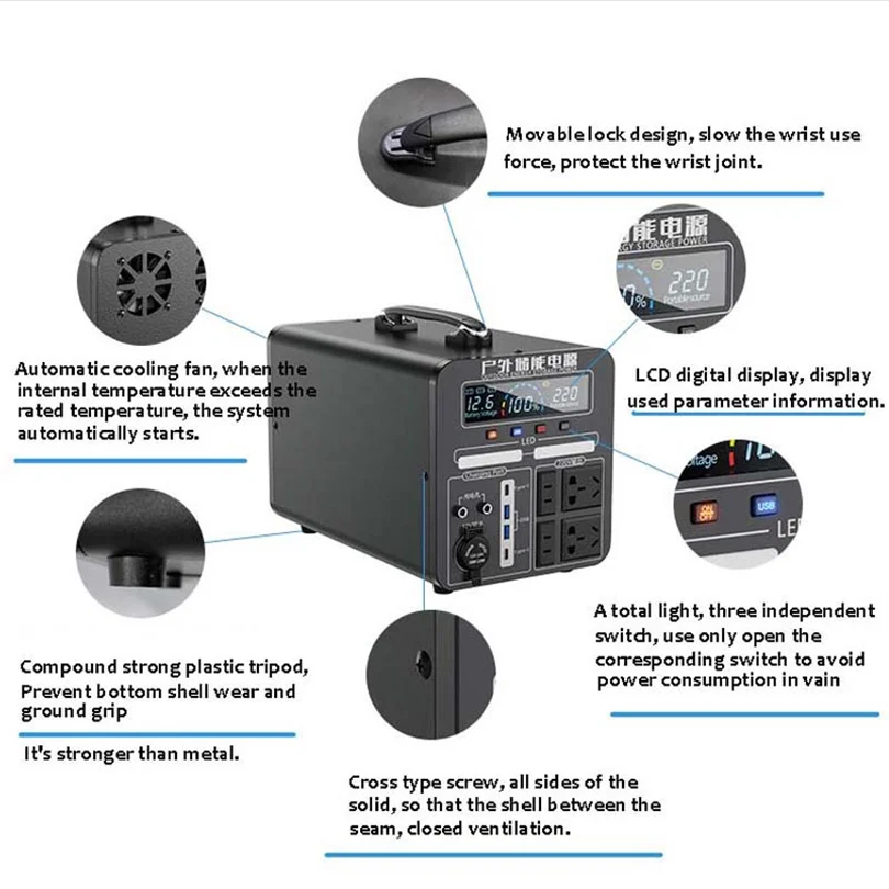 Portable Power Station 780Wh Power Multiple DevicesRecharge 0-80% Within 1 Hourfor Camping RV Outdoor