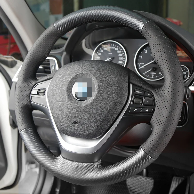 Luxury super fiber leather carbon fiber car steering wheel cover