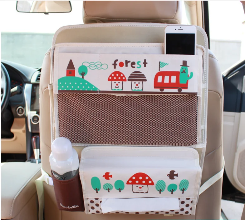 Cartoon Pattern Car Seat Back Tissue Holder Storage Hanging Organizer Bag for Baby Kid Child