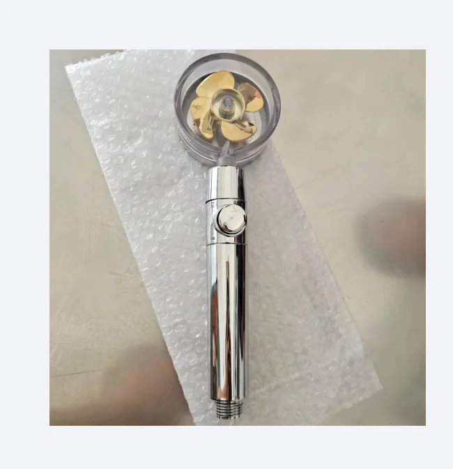 chrome-plated ABS handheld 360 degree rotating with propeller and detachable bathtub fan turbo shower head