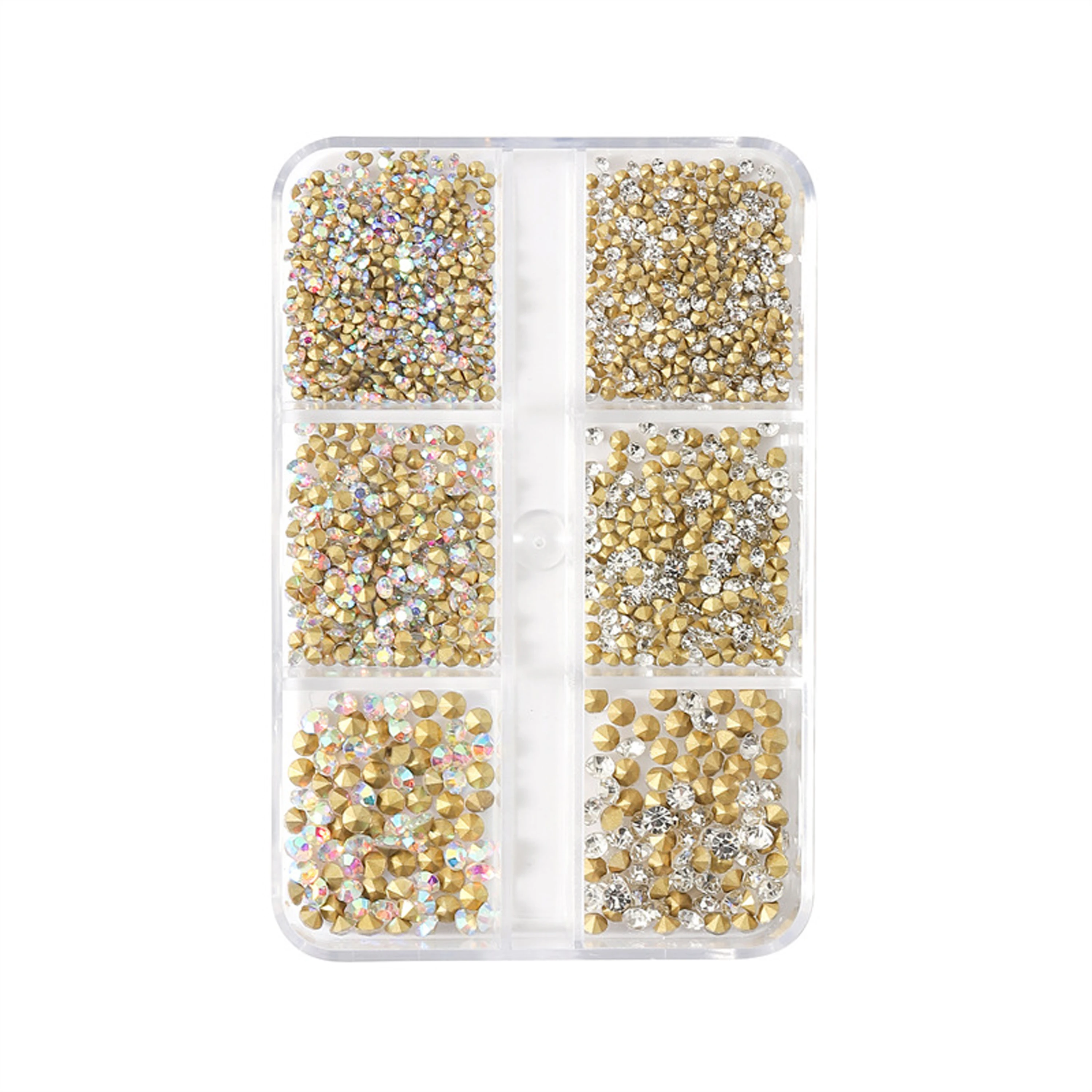 Flatback Rhinestones Kit Mixed 6 Sizes Non Hotfixed 3D Diamond Rhinestones DIY Nail Art Decoration Nail Gems Stones