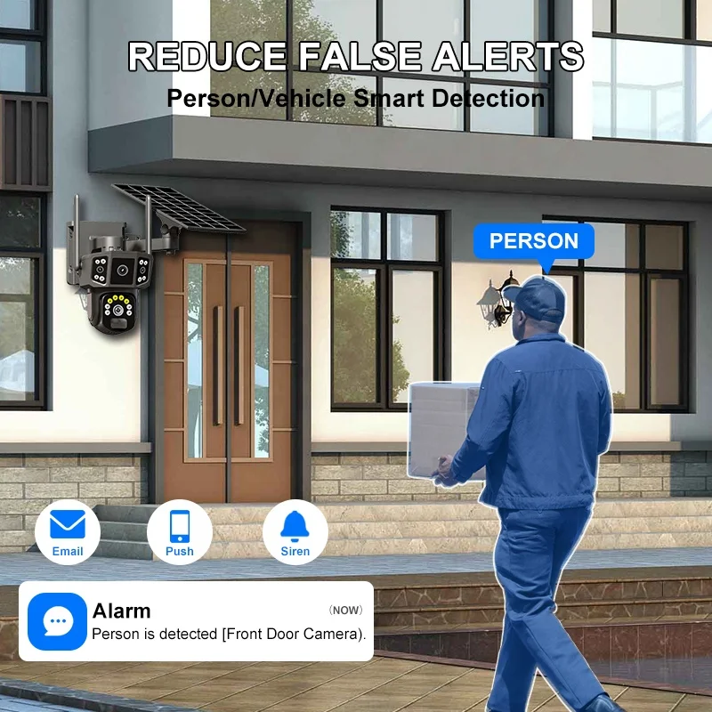 V380 камера безопасности уличный 360 градусов Мобильный телефон Удаленный панорамный дом 4G пистолет шар HD Солнечный монитор