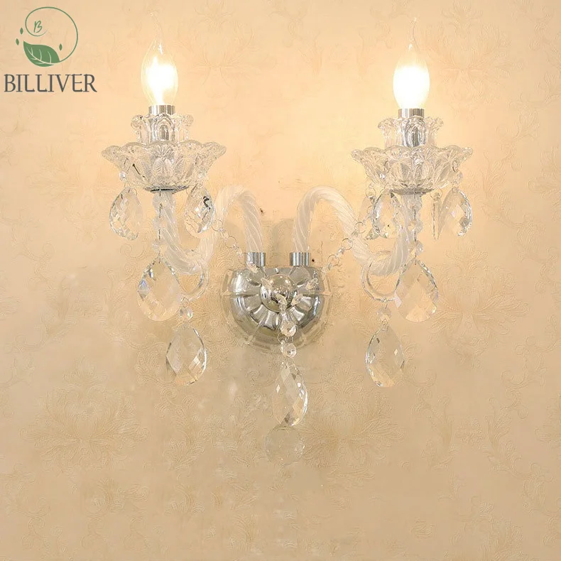European candle crystal wall lamp living room dining room decoration wall lamp Bedroom hotel corridor aisle wall lamp