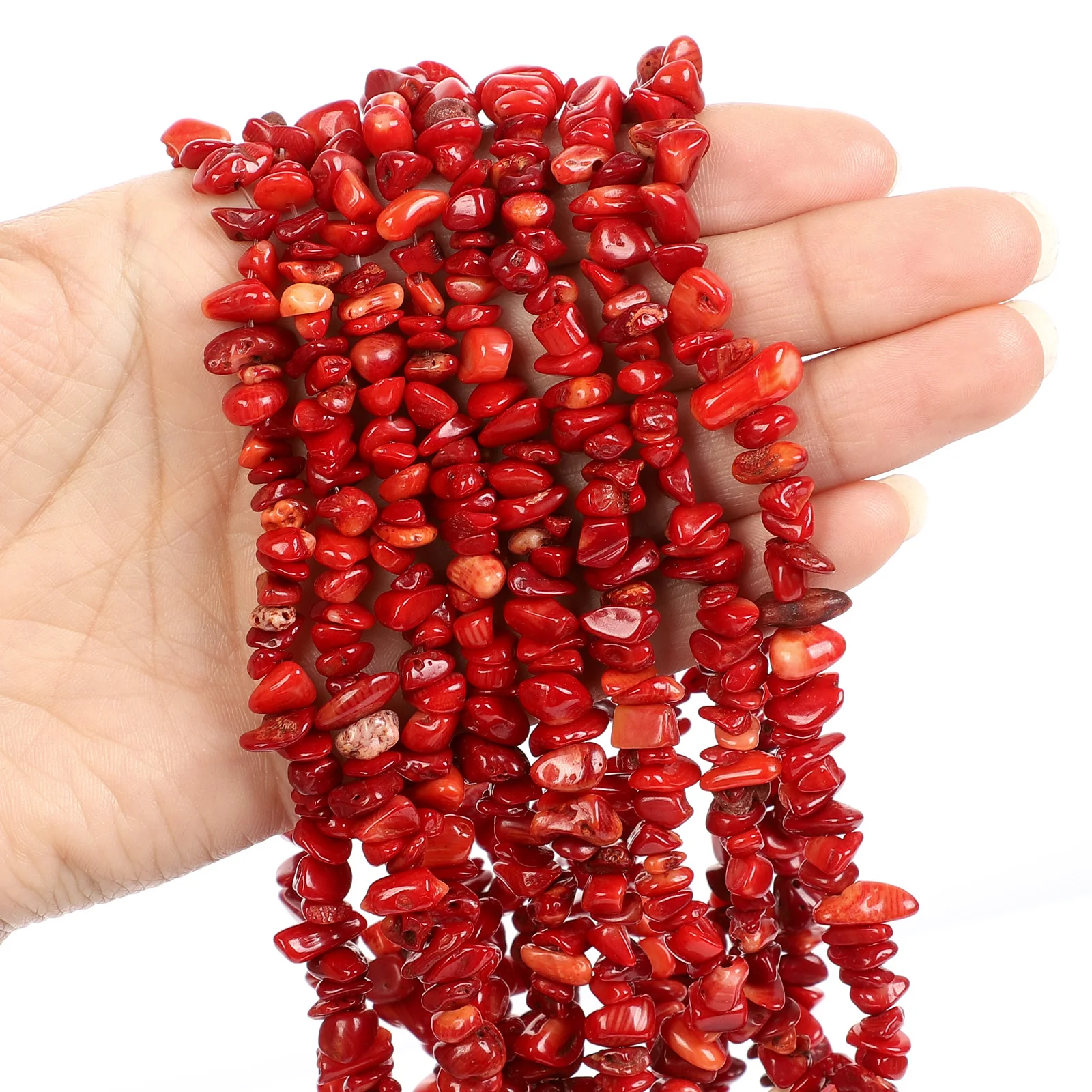 Red Coral Stone Chips Beads Strands Natural Stone Beads Loose Beads For Jewelry Making DIY Bracelets Handmade