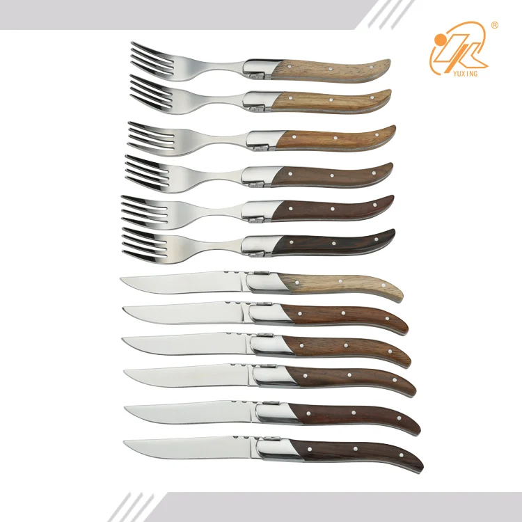 Factory Direct Sale Custom Logo 12 Pieces Laguiole Steak Knives and Forks Set Pieces Kitchen Knife Set With Gift Box