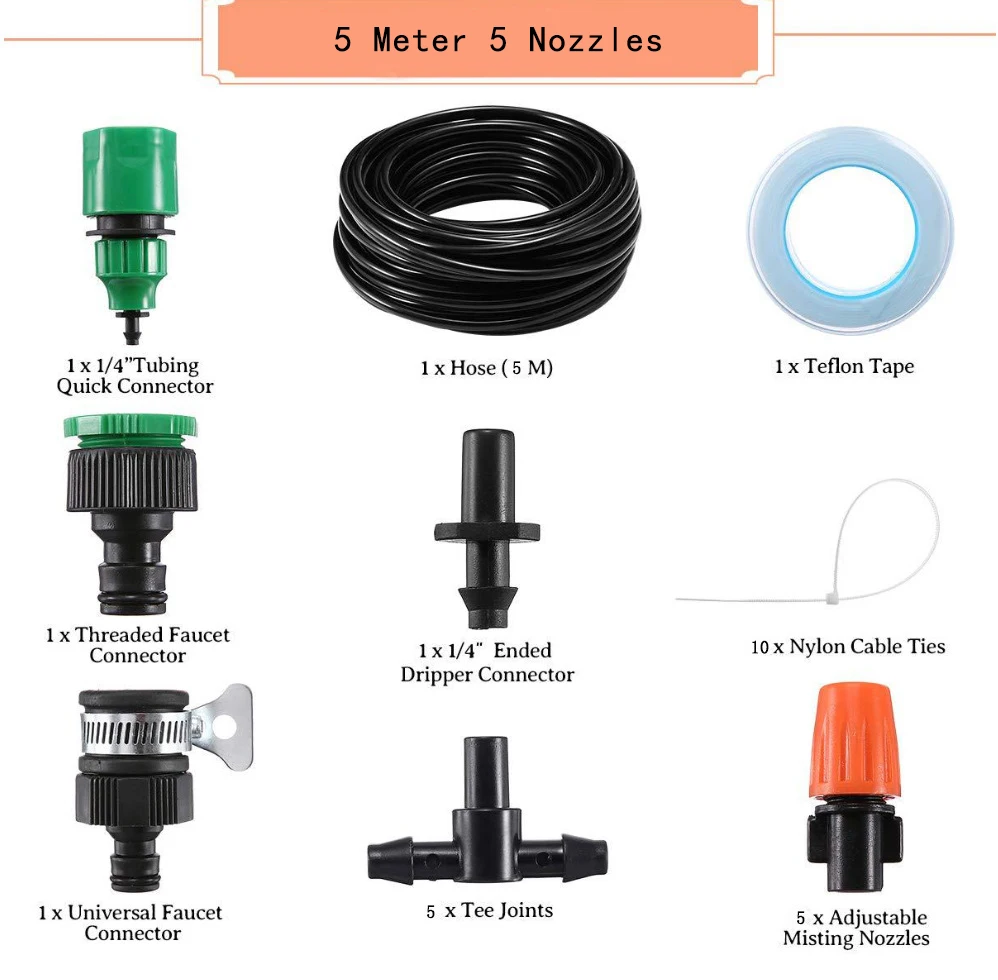 Watering Kits DIY High Quality durable Adjustable spray Greenhouse Micro Garden Outdoor Cooling System Drip Irrigation Kits