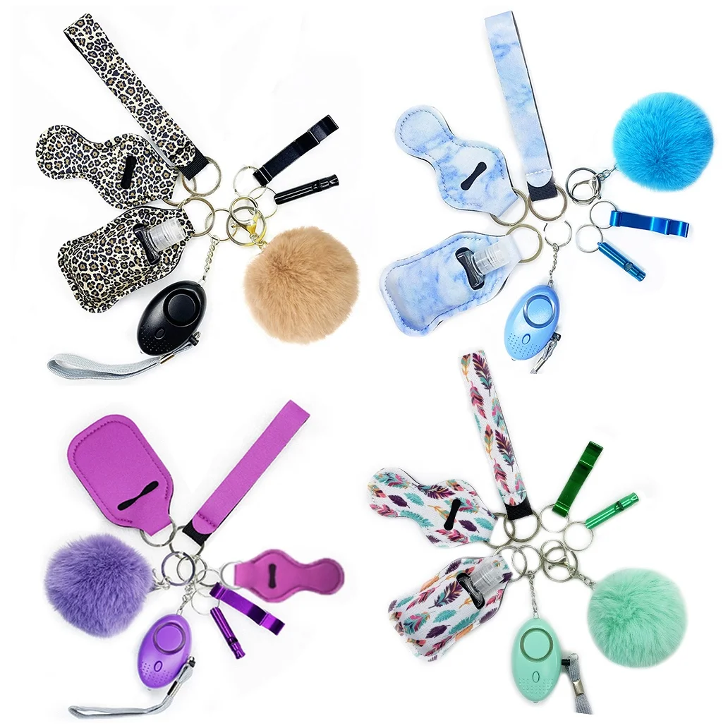 Бисер разных цветов, 8 шт. набор Pom звуковой сигнал неопрена дезинфицирующее средство Гигиеническая Помада держатель самообороны брелок для ключей для женщин и детей