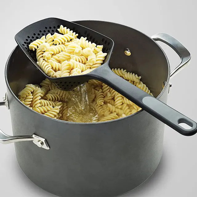 Kitchen Black Large Colander Non-Stick Kitchenware Slotted Spoon