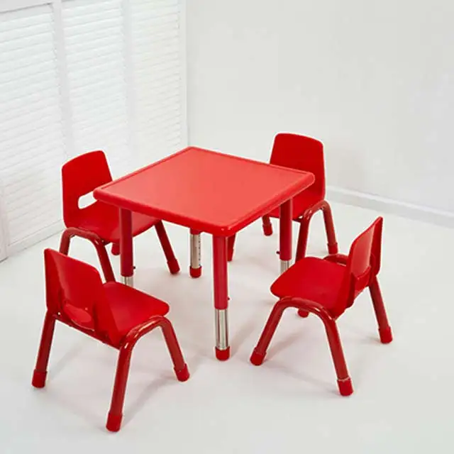 HPL height adjustable child kindergarten furniture toddler table and chair set