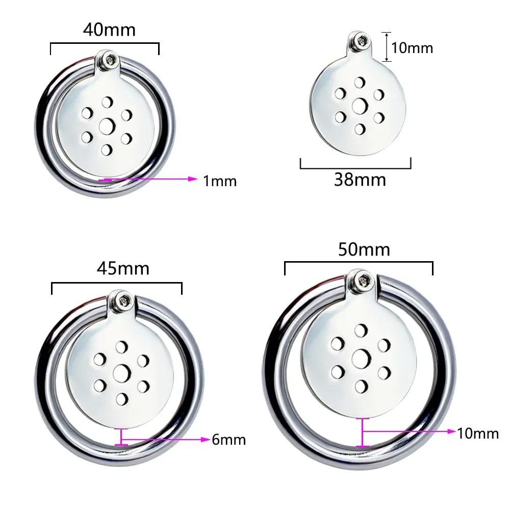 FRRK-128 stainless steel bird cage lock bottle cap chastity lock Device Circular ring skeleton Penis Lock Adult Sex Toys For Men
